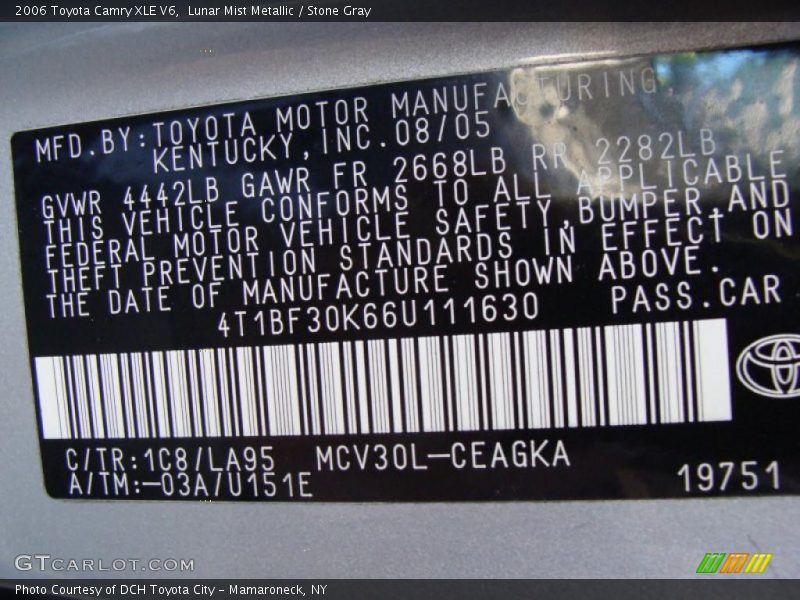 Lunar Mist Metallic / Stone Gray 2006 Toyota Camry XLE V6