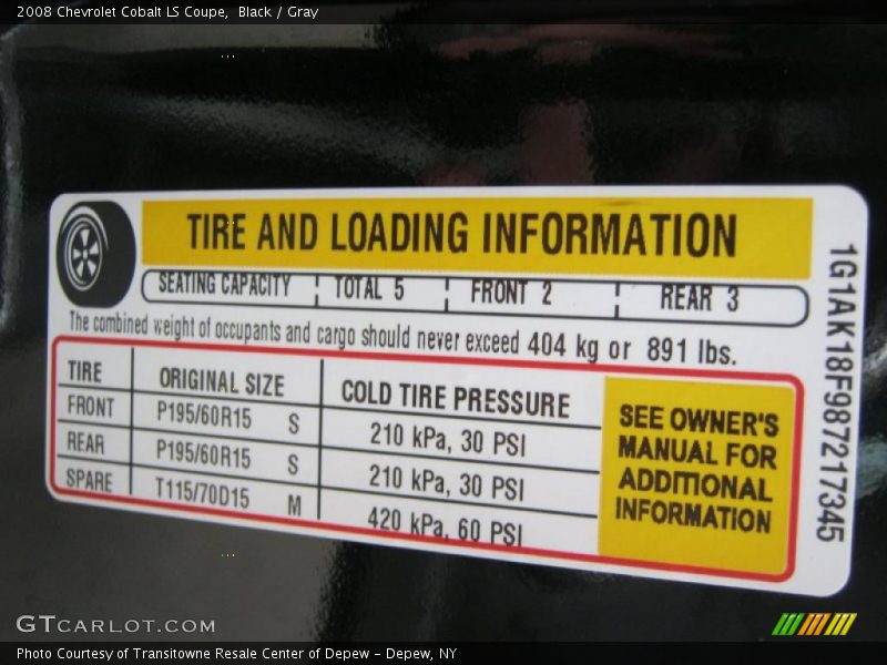 Black / Gray 2008 Chevrolet Cobalt LS Coupe