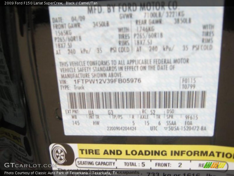 Black / Camel/Tan 2009 Ford F150 Lariat SuperCrew