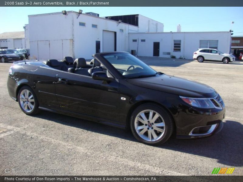Black / Black/Parchment 2008 Saab 9-3 Aero Convertible
