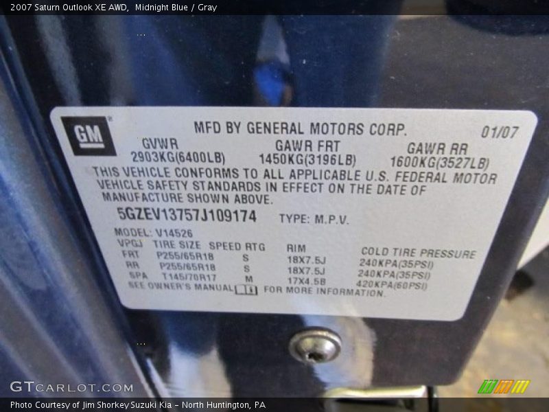 Midnight Blue / Gray 2007 Saturn Outlook XE AWD