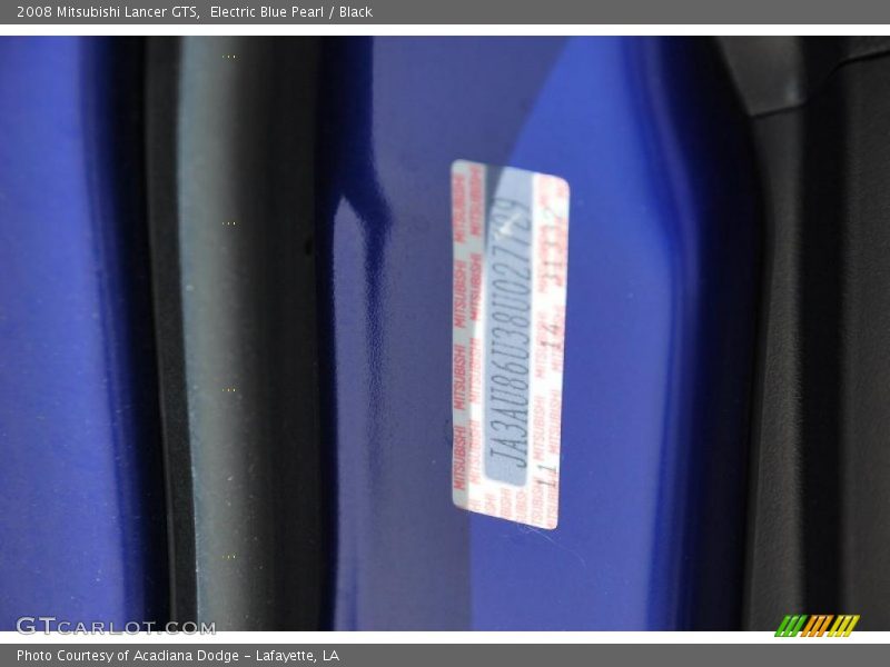Electric Blue Pearl / Black 2008 Mitsubishi Lancer GTS