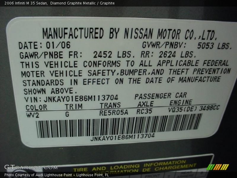 Diamond Graphite Metallic / Graphite 2006 Infiniti M 35 Sedan