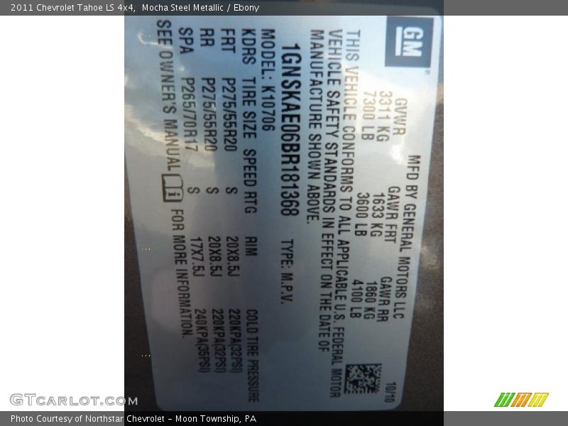 Mocha Steel Metallic / Ebony 2011 Chevrolet Tahoe LS 4x4