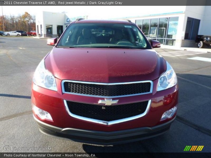 Red Jewel Metallic / Dark Gray/Light Gray 2011 Chevrolet Traverse LT AWD