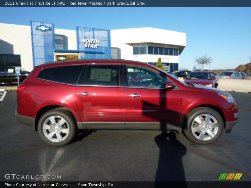 Red Jewel Metallic / Dark Gray/Light Gray 2011 Chevrolet Traverse LT AWD