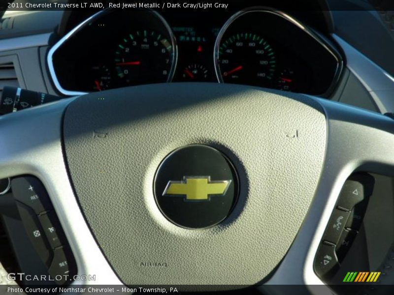 Red Jewel Metallic / Dark Gray/Light Gray 2011 Chevrolet Traverse LT AWD