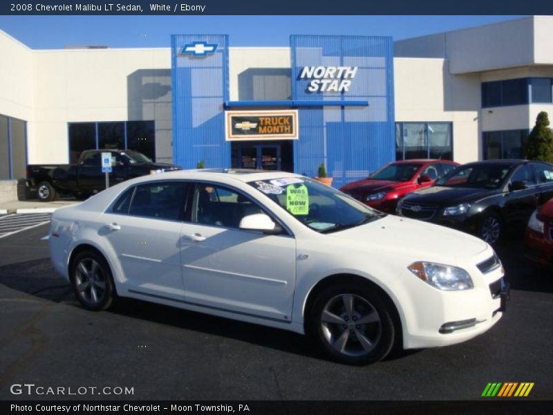 White / Ebony 2008 Chevrolet Malibu LT Sedan
