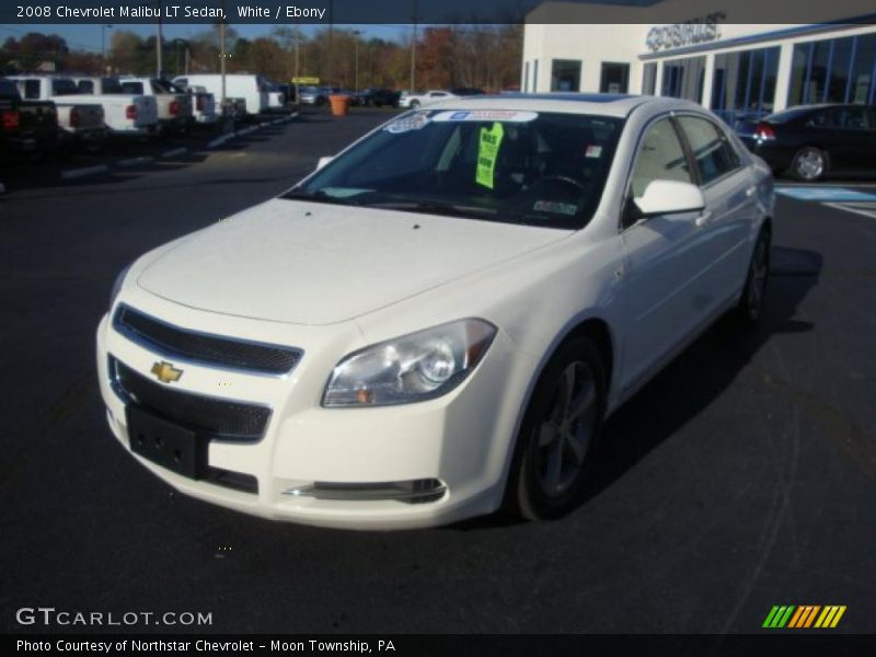 White / Ebony 2008 Chevrolet Malibu LT Sedan