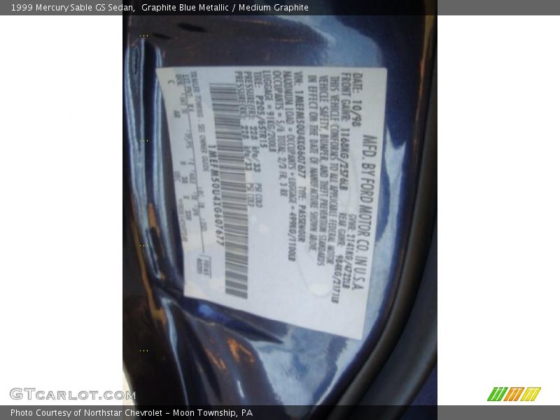 Graphite Blue Metallic / Medium Graphite 1999 Mercury Sable GS Sedan