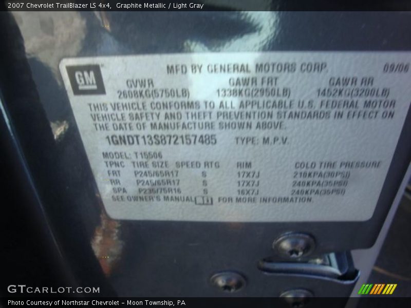 Graphite Metallic / Light Gray 2007 Chevrolet TrailBlazer LS 4x4