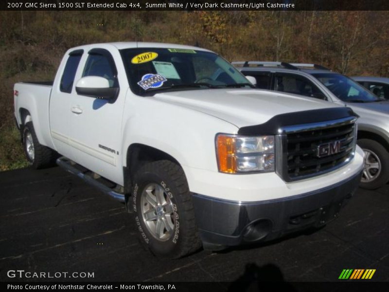 Summit White / Very Dark Cashmere/Light Cashmere 2007 GMC Sierra 1500 SLT Extended Cab 4x4