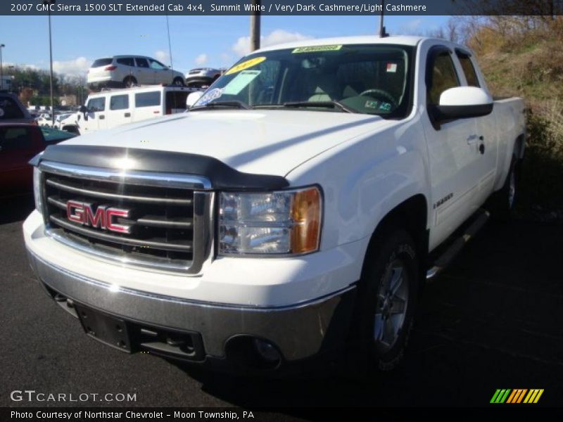 Summit White / Very Dark Cashmere/Light Cashmere 2007 GMC Sierra 1500 SLT Extended Cab 4x4