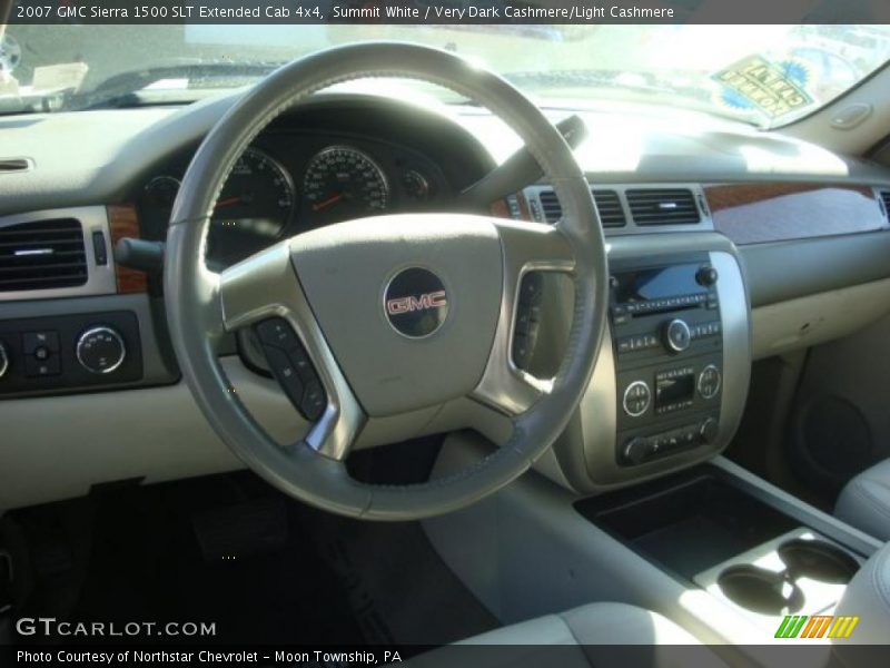 Summit White / Very Dark Cashmere/Light Cashmere 2007 GMC Sierra 1500 SLT Extended Cab 4x4