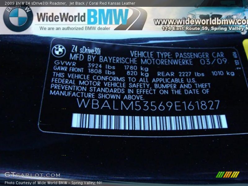 Jet Black / Coral Red Kansas Leather 2009 BMW Z4 sDrive30i Roadster