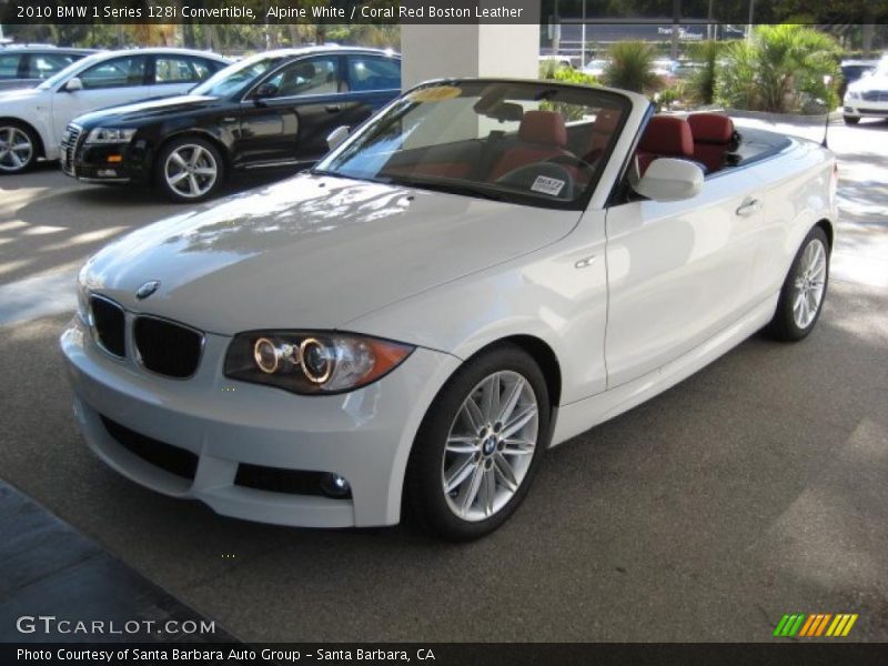 Alpine White / Coral Red Boston Leather 2010 BMW 1 Series 128i Convertible