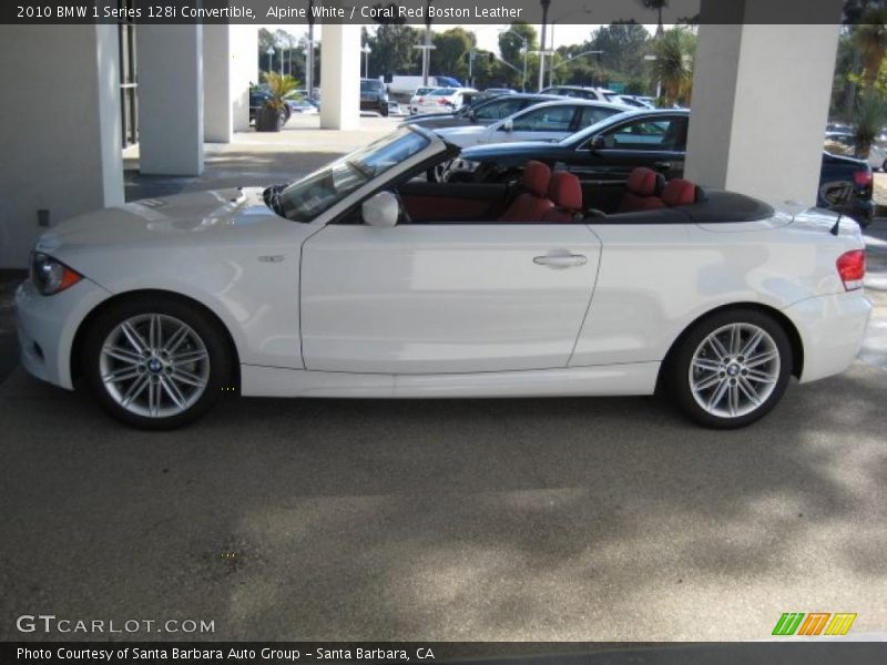 Alpine White / Coral Red Boston Leather 2010 BMW 1 Series 128i Convertible