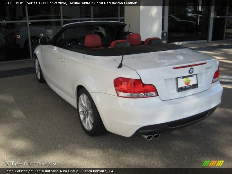 Alpine White / Coral Red Boston Leather 2010 BMW 1 Series 128i Convertible