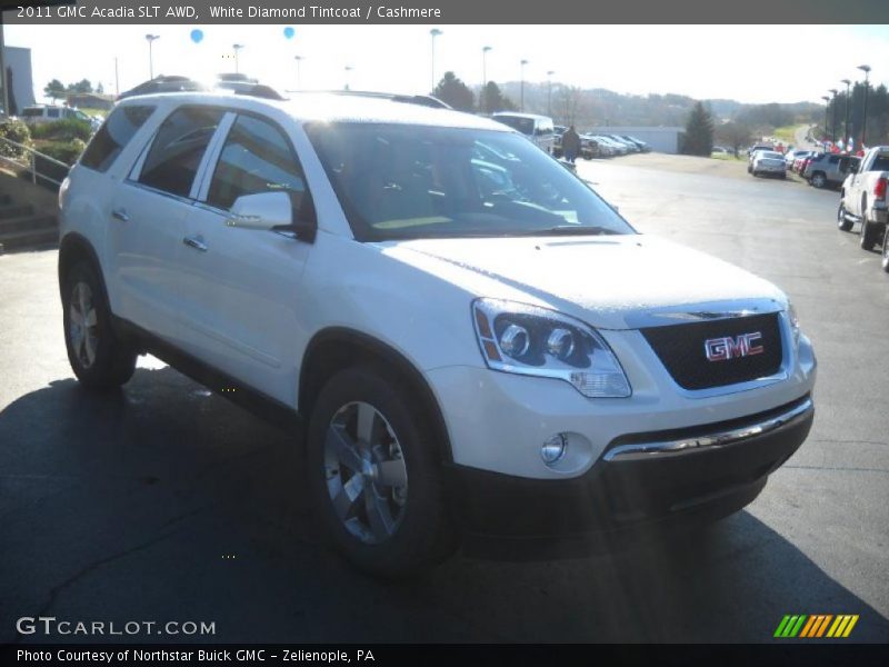 White Diamond Tintcoat / Cashmere 2011 GMC Acadia SLT AWD