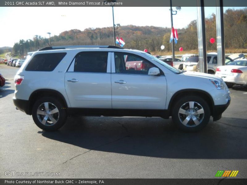 White Diamond Tintcoat / Cashmere 2011 GMC Acadia SLT AWD