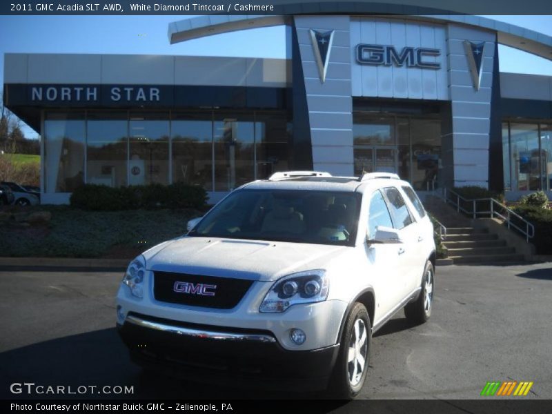 White Diamond Tintcoat / Cashmere 2011 GMC Acadia SLT AWD