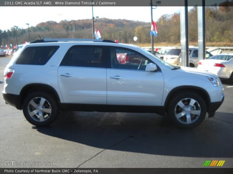 White Diamond Tintcoat / Cashmere 2011 GMC Acadia SLT AWD