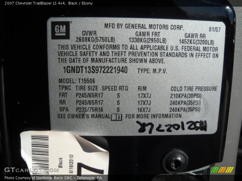 Black / Ebony 2007 Chevrolet TrailBlazer LS 4x4