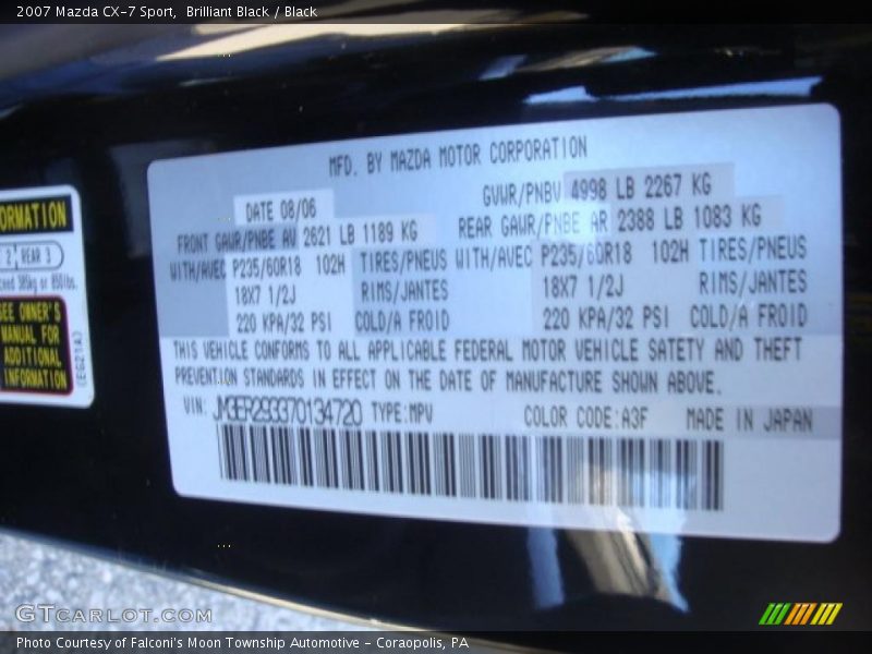 Brilliant Black / Black 2007 Mazda CX-7 Sport