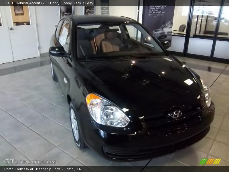 Ebony Black / Gray 2011 Hyundai Accent GS 3 Door