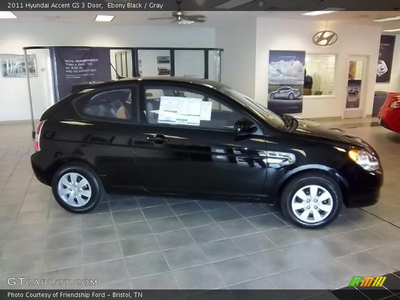 Ebony Black / Gray 2011 Hyundai Accent GS 3 Door