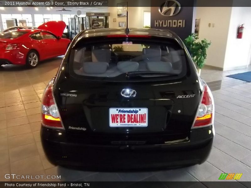 Ebony Black / Gray 2011 Hyundai Accent GS 3 Door