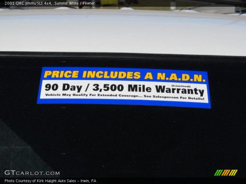 Summit White / Pewter 2001 GMC Jimmy SLS 4x4