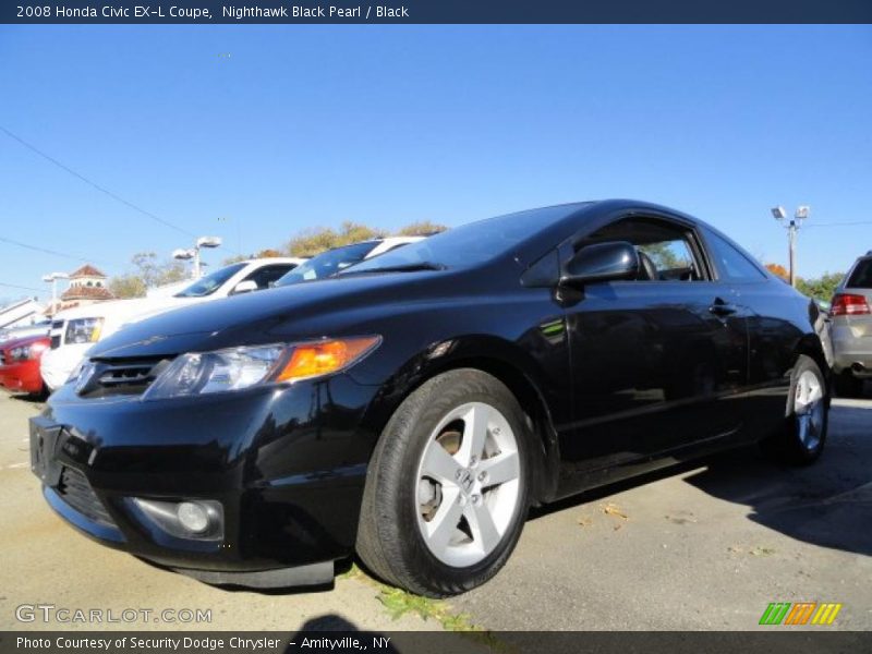 Nighthawk Black Pearl / Black 2008 Honda Civic EX-L Coupe