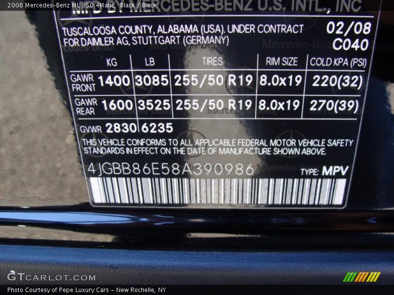 Black / Black 2008 Mercedes-Benz ML 350 4Matic