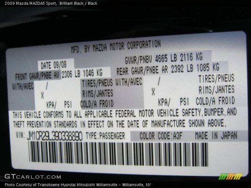 Brilliant Black / Black 2009 Mazda MAZDA5 Sport