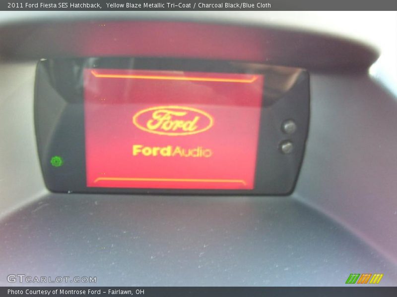 Yellow Blaze Metallic Tri-Coat / Charcoal Black/Blue Cloth 2011 Ford Fiesta SES Hatchback