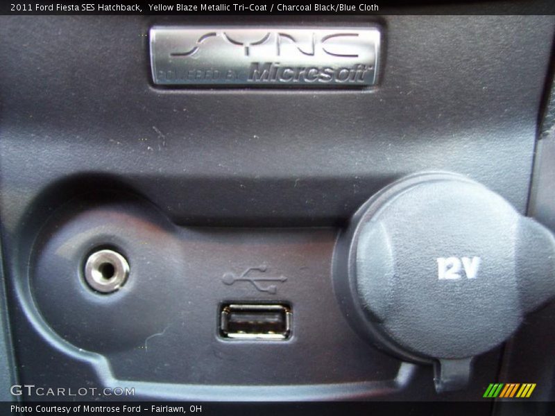 Yellow Blaze Metallic Tri-Coat / Charcoal Black/Blue Cloth 2011 Ford Fiesta SES Hatchback