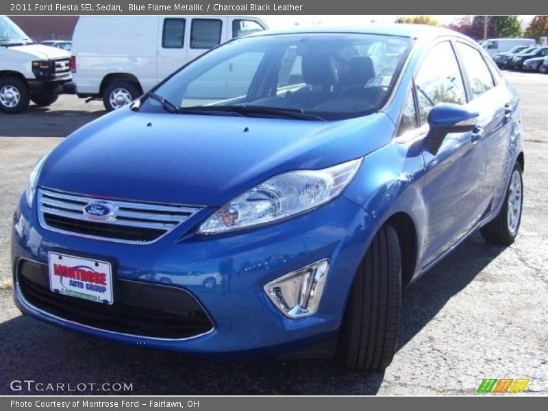 Blue Flame Metallic / Charcoal Black Leather 2011 Ford Fiesta SEL Sedan