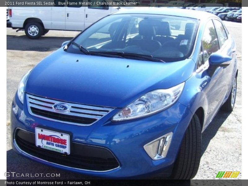 Blue Flame Metallic / Charcoal Black Leather 2011 Ford Fiesta SEL Sedan