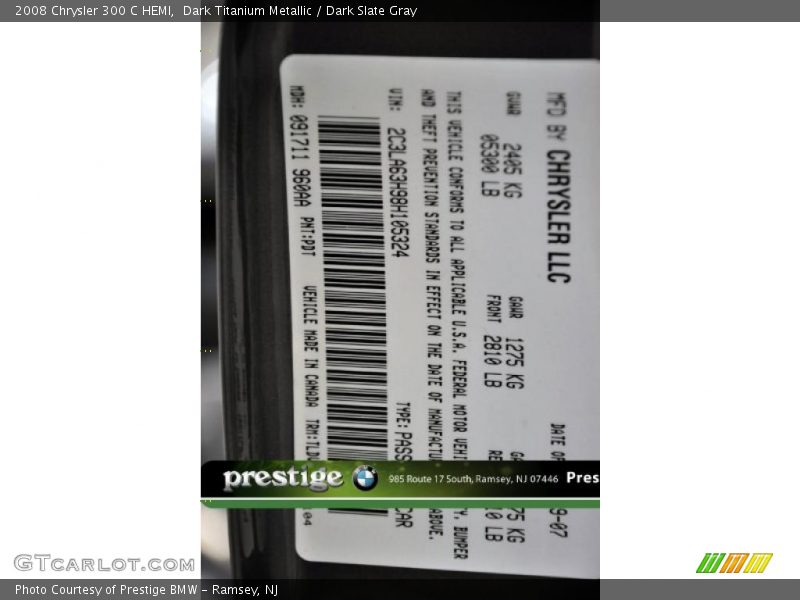 Dark Titanium Metallic / Dark Slate Gray 2008 Chrysler 300 C HEMI