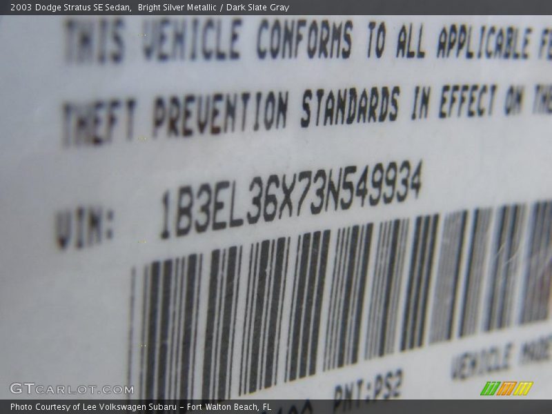 Bright Silver Metallic / Dark Slate Gray 2003 Dodge Stratus SE Sedan