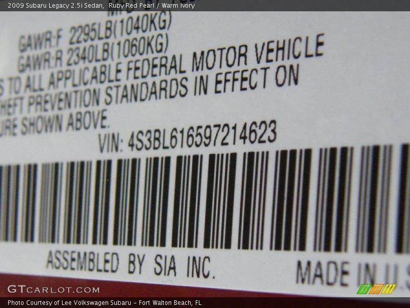 Ruby Red Pearl / Warm Ivory 2009 Subaru Legacy 2.5i Sedan