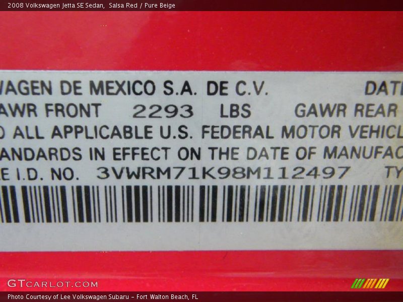 Salsa Red / Pure Beige 2008 Volkswagen Jetta SE Sedan