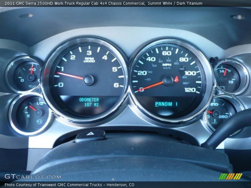  2011 Sierra 2500HD Work Truck Regular Cab 4x4 Chassis Commercial Work Truck Regular Cab 4x4 Chassis Commercial Gauges