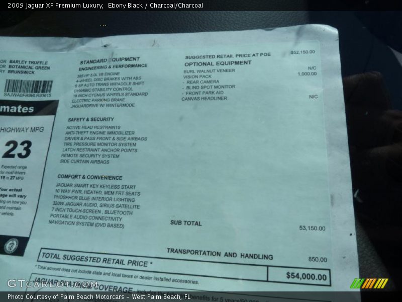  2009 XF Premium Luxury Window Sticker