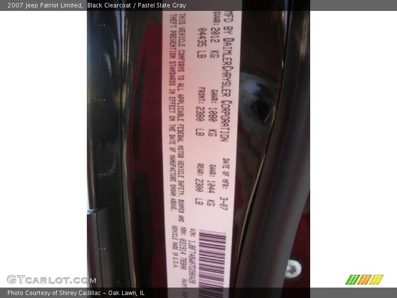 Black Clearcoat / Pastel Slate Gray 2007 Jeep Patriot Limited