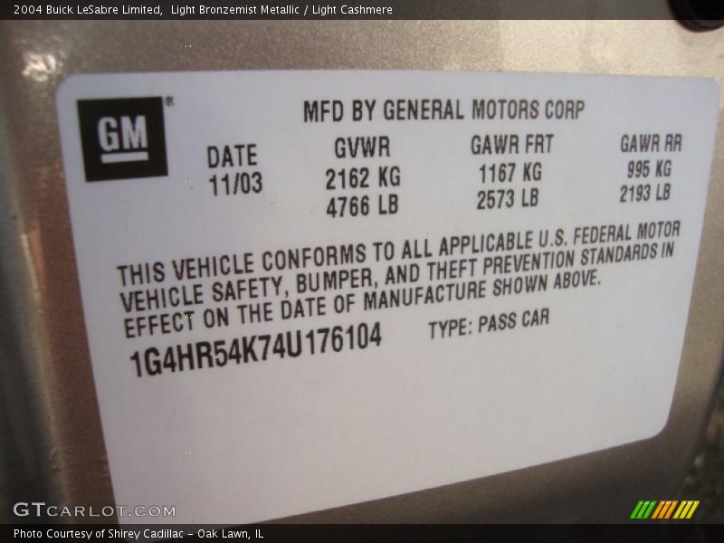 Light Bronzemist Metallic / Light Cashmere 2004 Buick LeSabre Limited