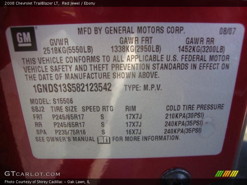 Red Jewel / Ebony 2008 Chevrolet TrailBlazer LT