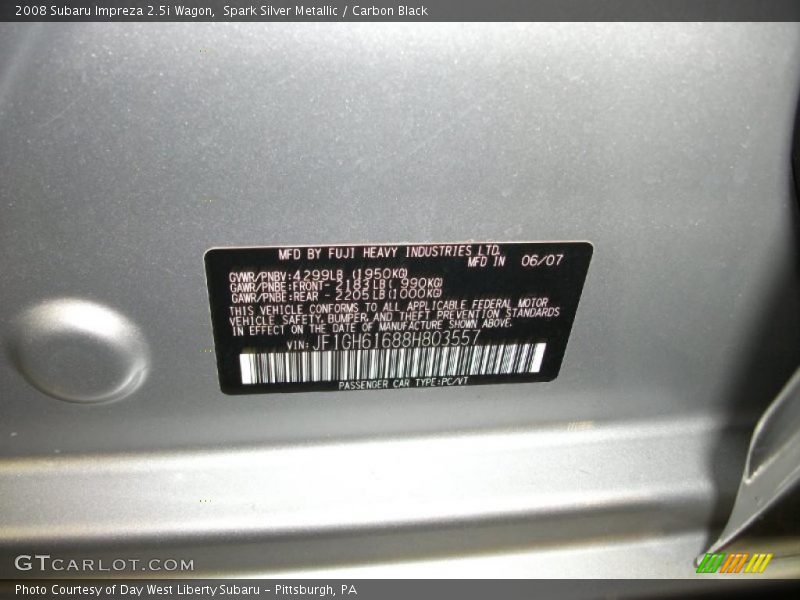 Spark Silver Metallic / Carbon Black 2008 Subaru Impreza 2.5i Wagon