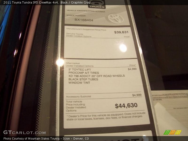 Black / Graphite Gray 2011 Toyota Tundra SR5 CrewMax 4x4